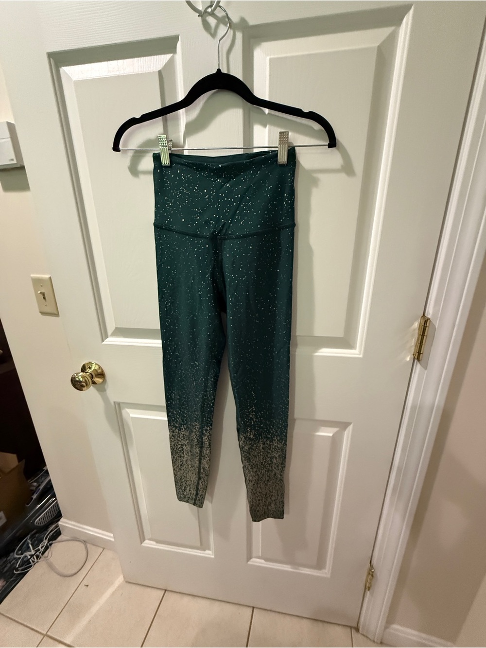 Beyond Yoga Green Ombre Glitter High-Waist Leggings